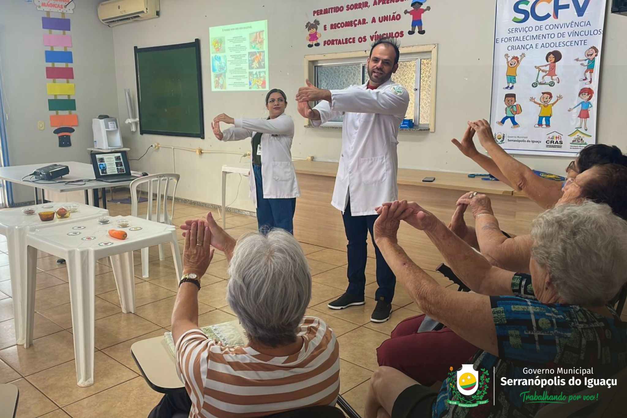 Idosos participam de atividades sobre alimentação saudável em Serranópolis do Iguaçu