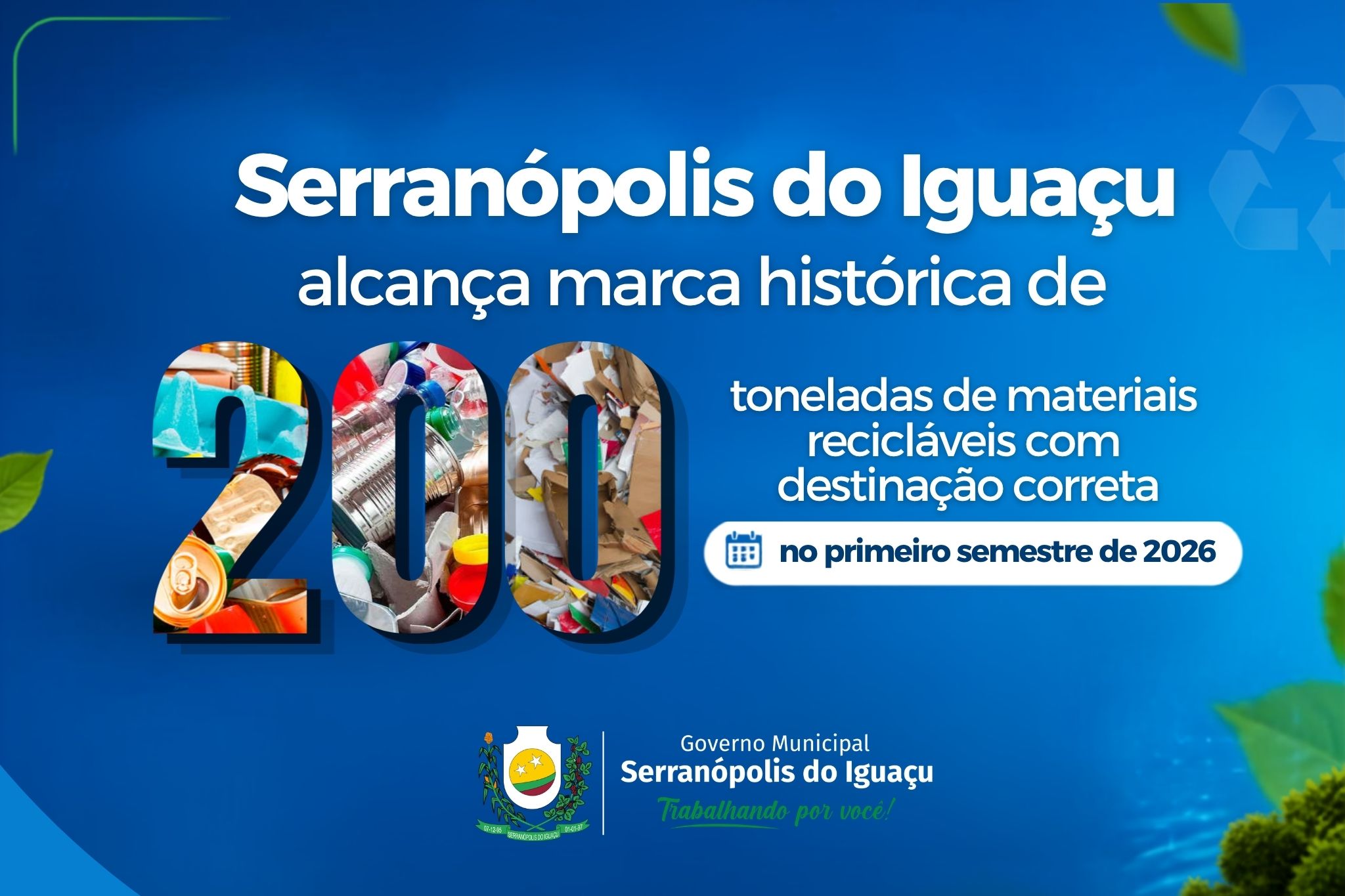 Serranópolis do Iguaçu alcança marca histórica de 200 toneladas de materiais recicláveis no primeiro semestre