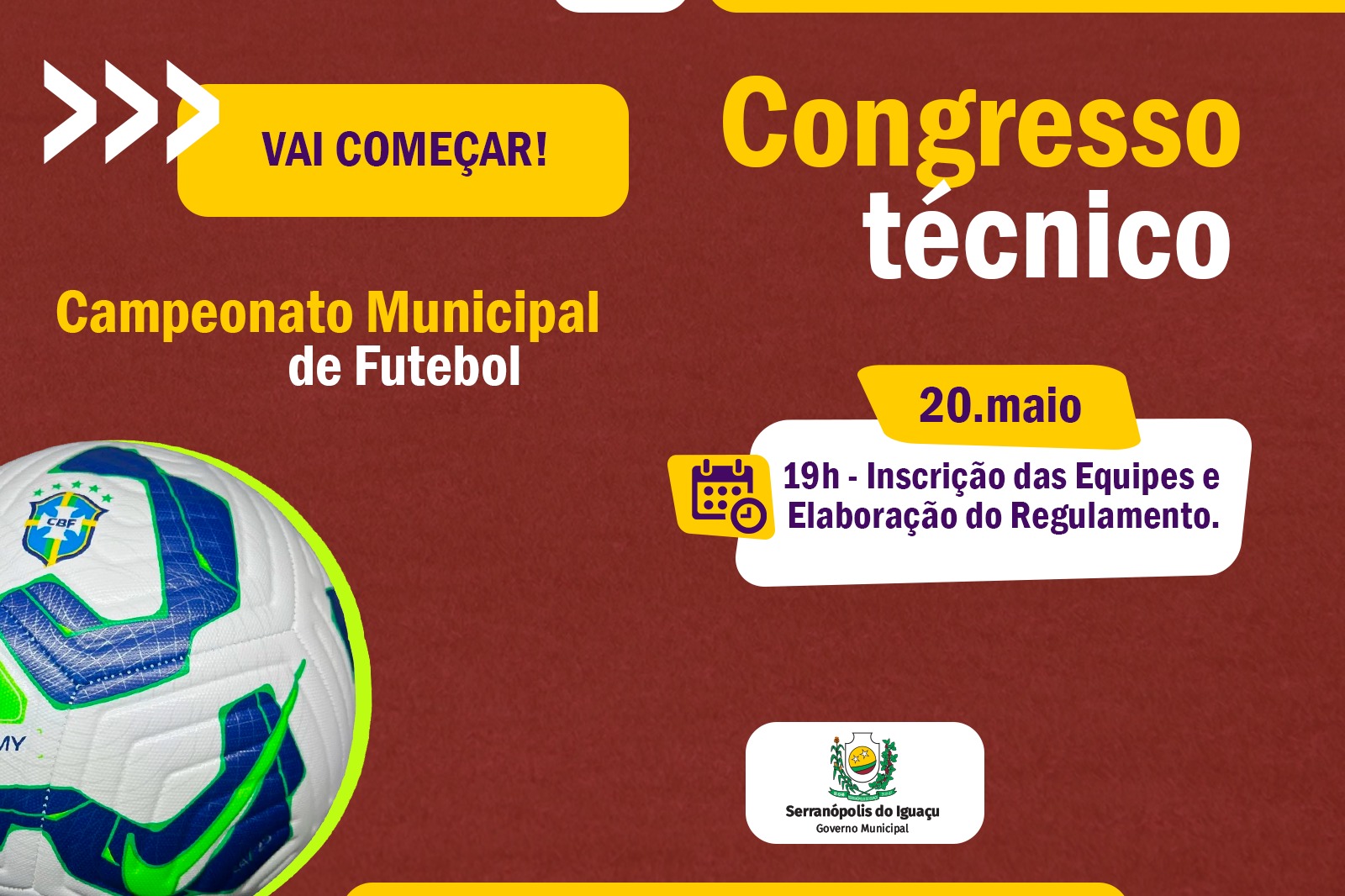 Congresso técnico do 22º Campeonato Municipal de Futebol será realizado nesta terça-feira
