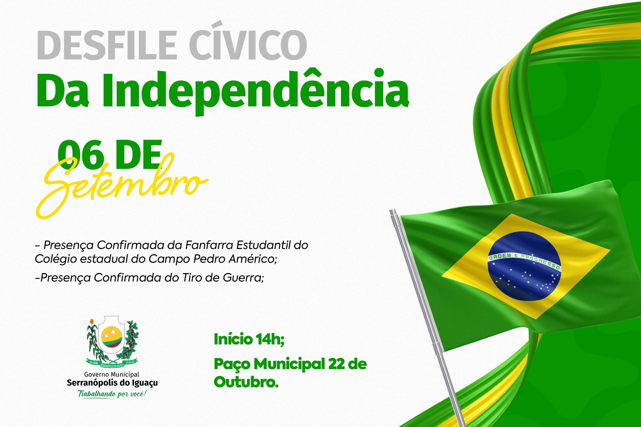 Desfile cívico da independência será realizado em Serranópolis do Iguaçu
