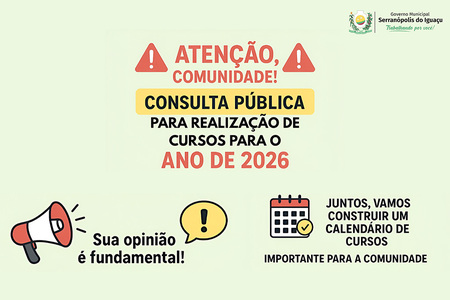 Consulta Pública sobre novos cursos gratuitos em Serranópolis do Iguaçu Consulta Pública sobre novos cursos gratuitos em Serranópolis do Iguaçu